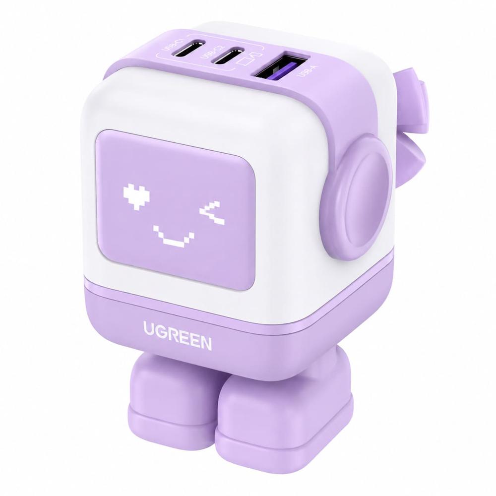Cargador Ugreen Nexode Robot GaN 65W USB-C PD Violeta