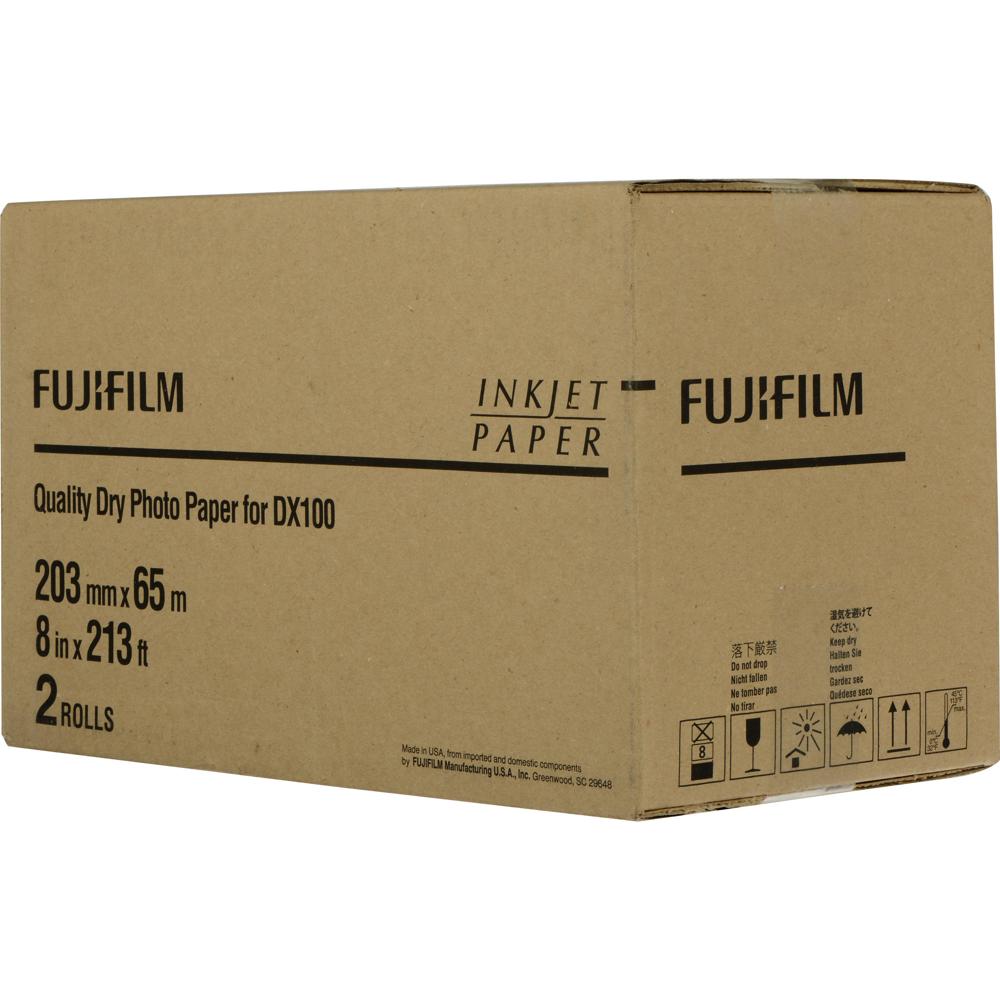 FUJIFILM Papel Fotográfico Glossy Inkjet para Impresora DX100, 2 Rollos de 8"" x 213'