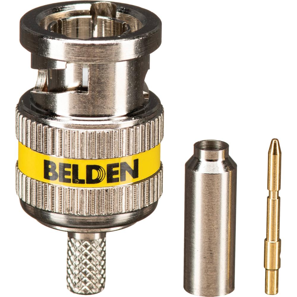 Belden Conector BNC Coaxial 3-Pieza HD 6GHz con Anillo Amarillo para Cable Ultra-Mini 179D