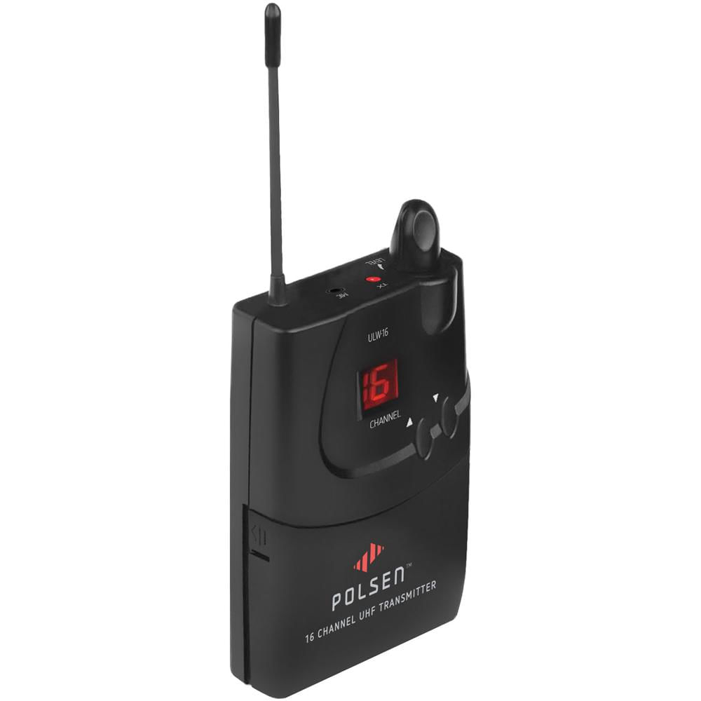 Polsen Transmisor Beltpack ULW-16-BT para Sistema Inalámbrico ULW-16 - 16 Canales UHF, >1
