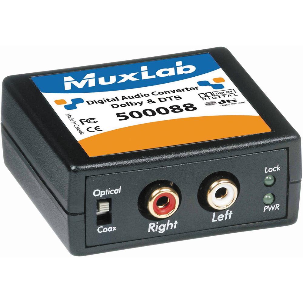 MuxLab Conversor Digital a Analógico 500088 - Soporta Dolby Digital y DTS, Entradas Coaxi