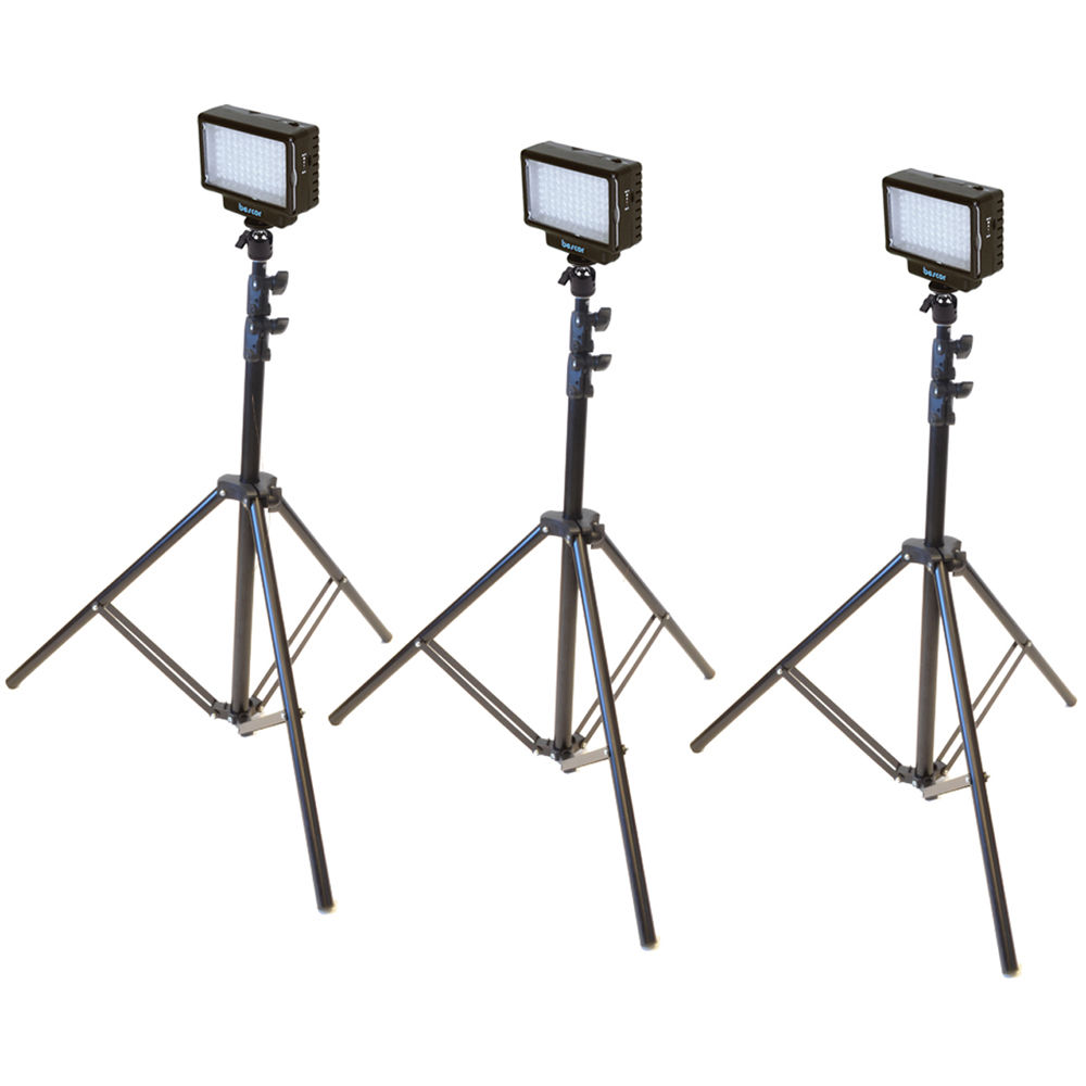 Bescor Kit de Iluminación LED-70 de Tres Puntos con 3 Luces Dimmables 6500K y Soportes de