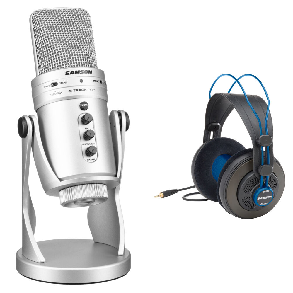 Samson G-Track Pro Kit de Grabación de Escritorio - Micrófono USB Multipatrón y Auricul