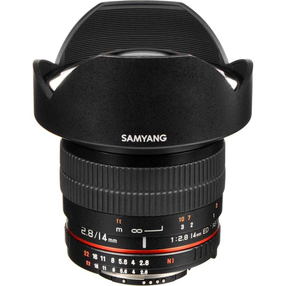 Samyang 14mm f/2.8 ED AS IF UMC Lente para Nikon F - Apertura f/2.8, Diseño Óptico con E
