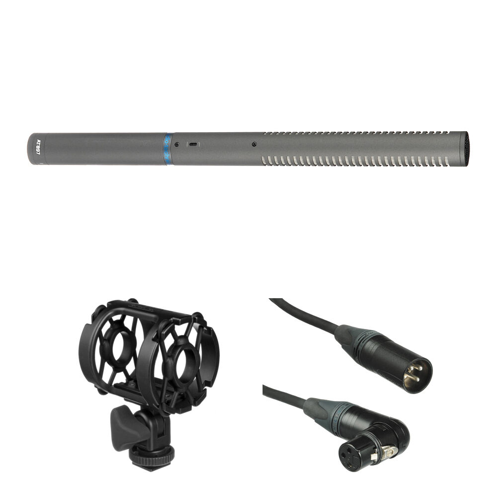 Audio-Technica AT897 Micrófono Shotgun con Shockmount y Cable XLR