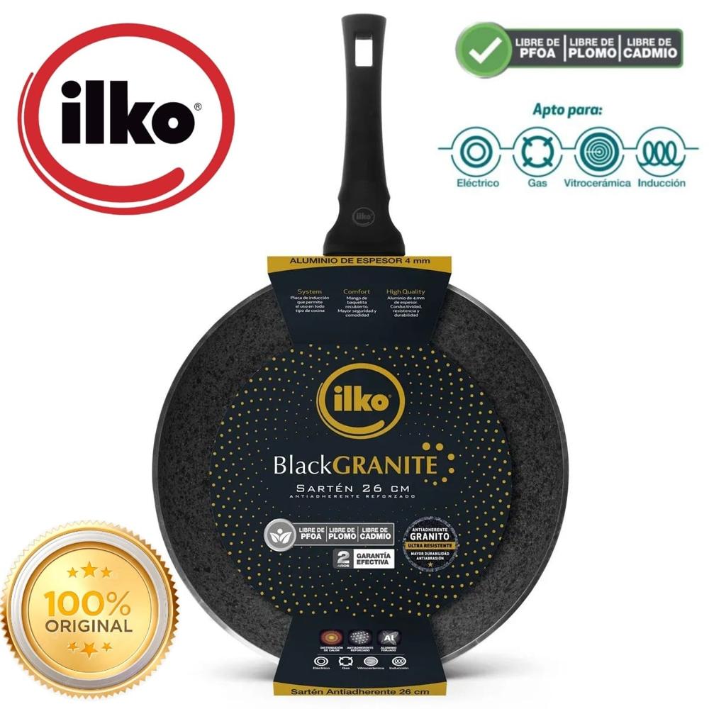 SARTEN ANTIADHERENTE BLACK GRANITE 26CM ILKO