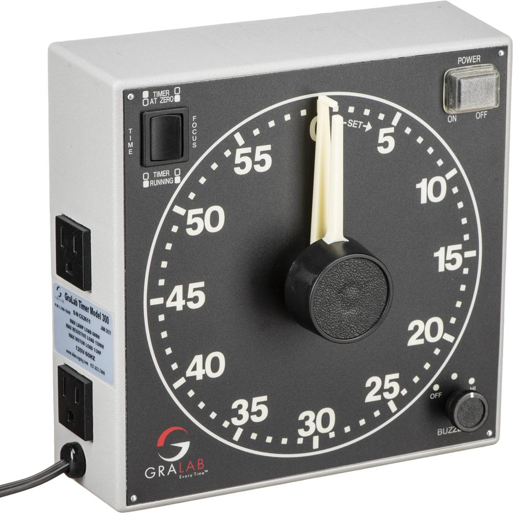 GraLab Temporizador Electro-Mecánico para Cuarto Oscuro Modelo 300 con Buzzer y Dos Salid