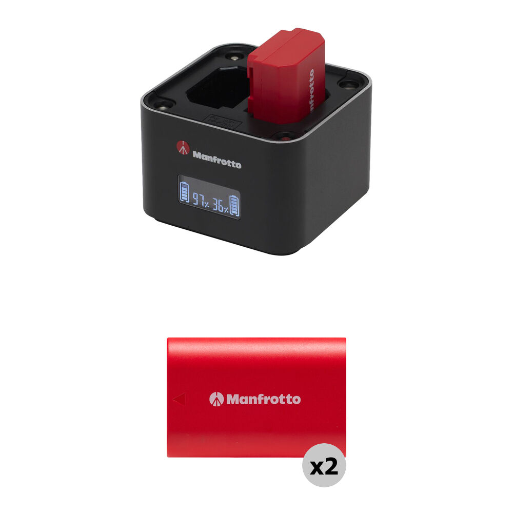 Manfrotto ProCUBE 3 Cargador Doble Profesional con 2 Baterías LP-E6NH para Cámaras Canon