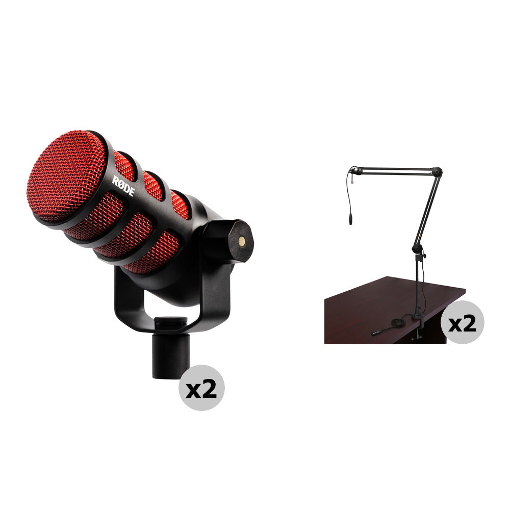 RODE PodMic Kit de Micrófonos Dinámicos para Podcasting de 2 Personas con Brazos de Tran