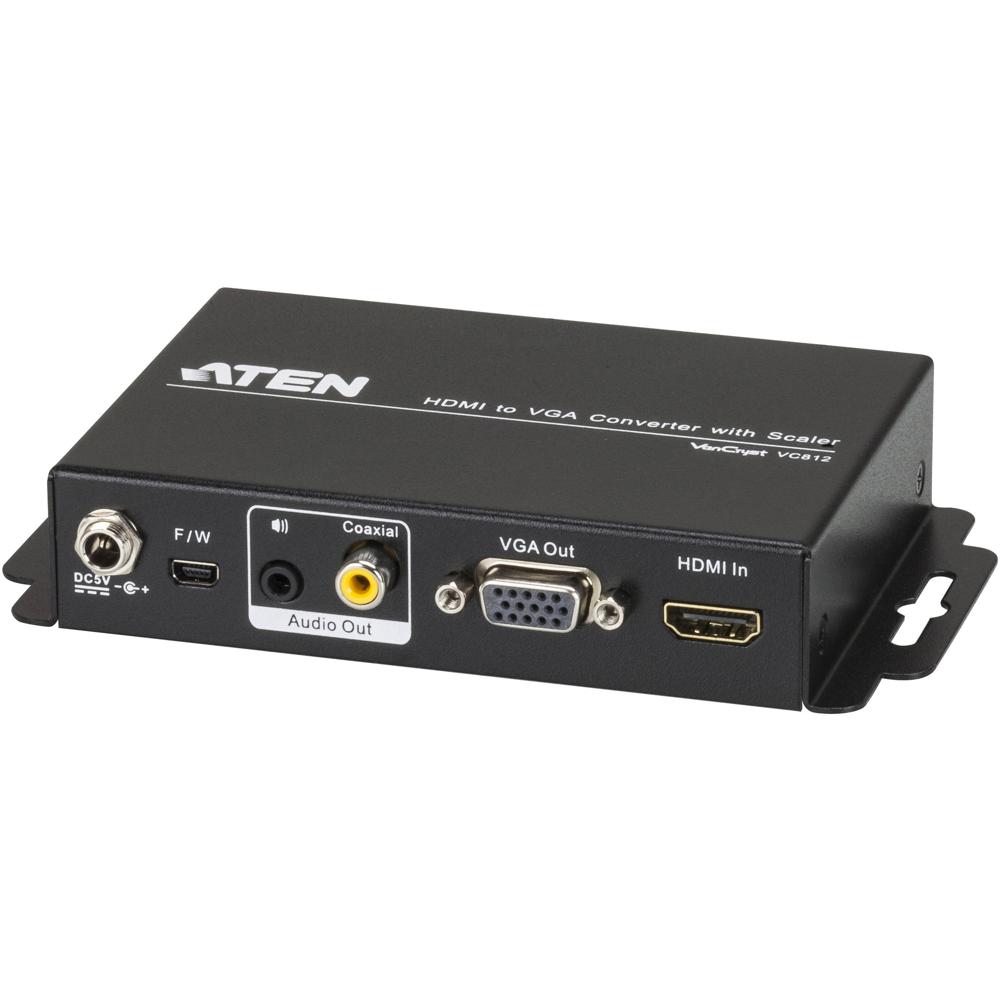 ATEN Convertidor HDMI a VGA VC812 con Escalador, Soporta Audio Analógico/Digital, Resoluc