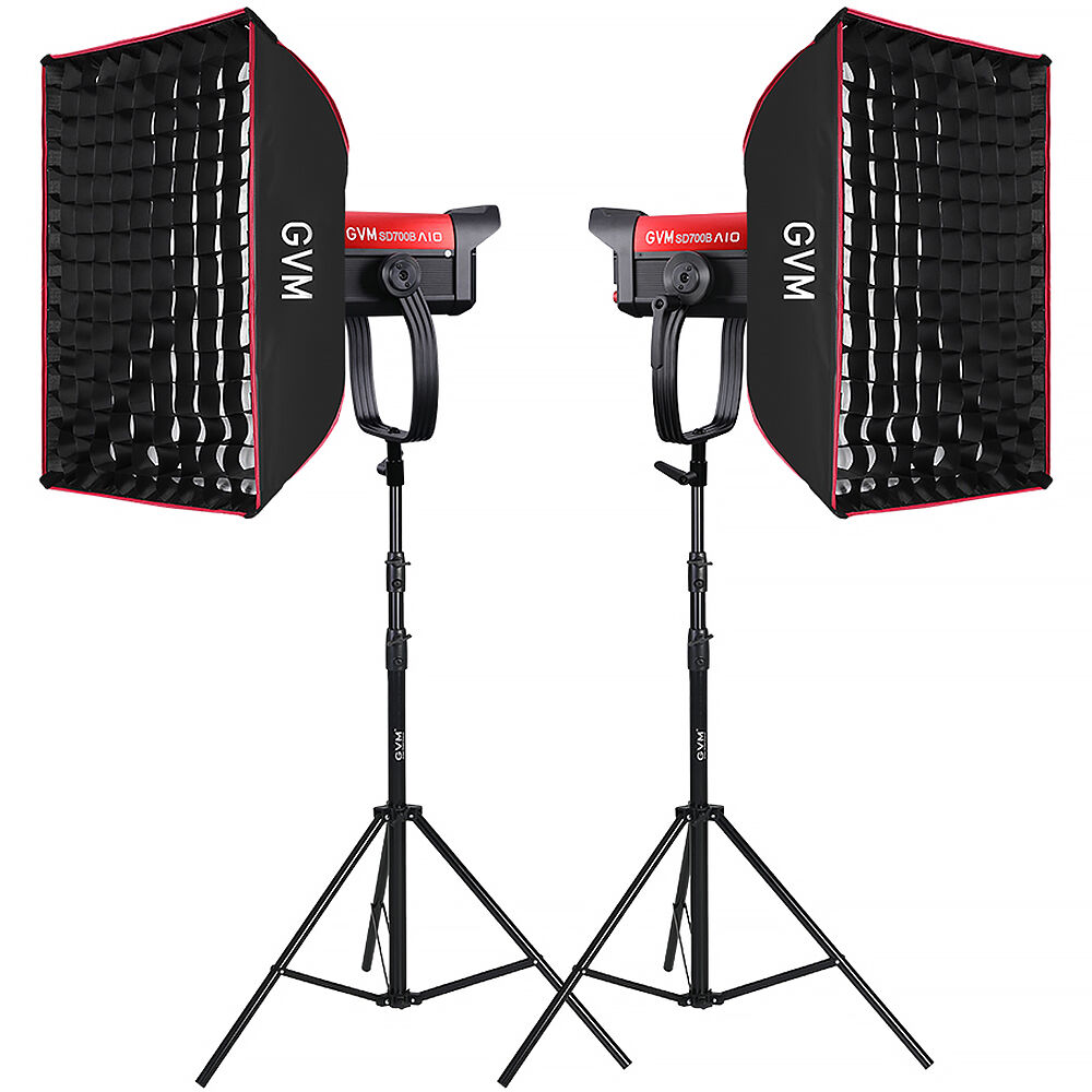 GVM SD700B-AIO Kit de Monolight LED Bi-Color (2 Luces) con Softboxes y Soportes