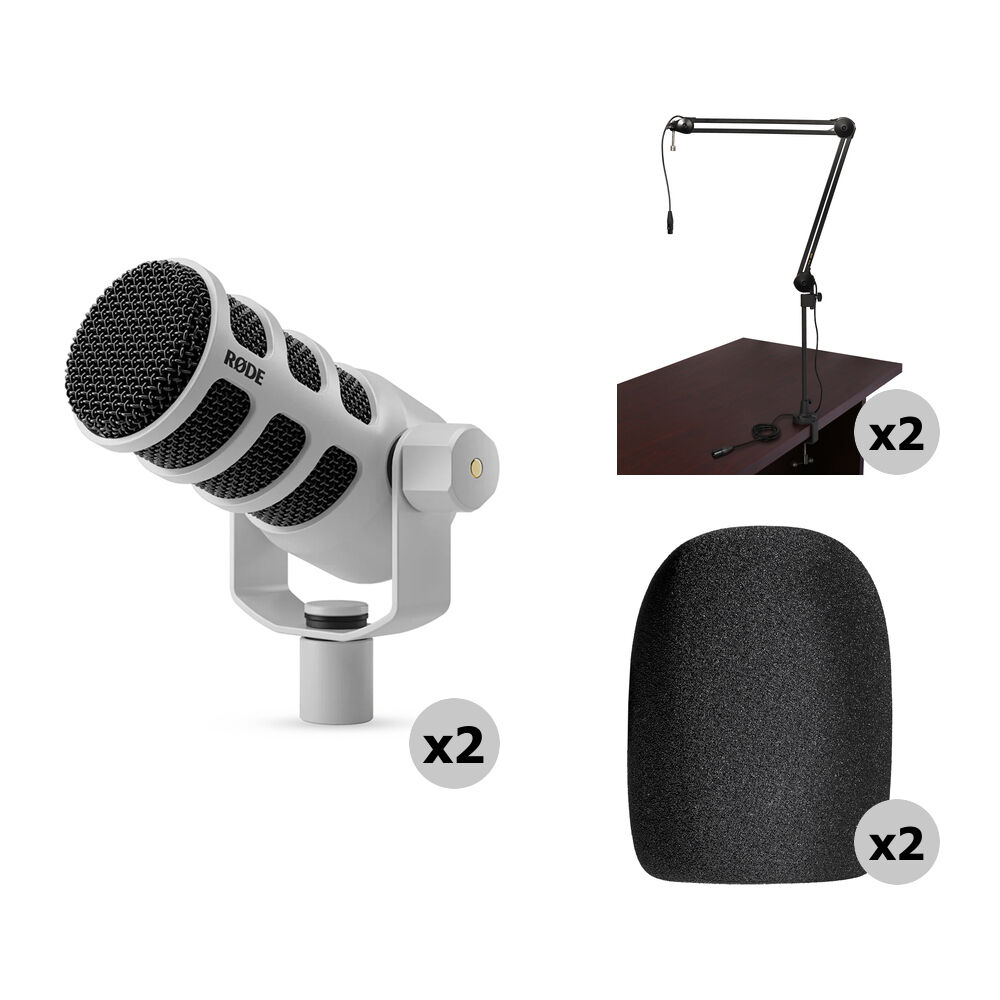 RODE Kit de Micrófonos PodMic para Podcasting de 2 Personas con Brazos de Transmisión Ca