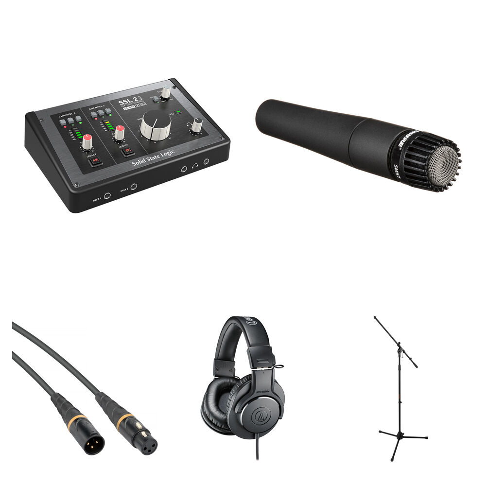 Solid State Logic SSL 2 MKII Interfaz de Audio USB-C con Kit de Grabación de Guitarra