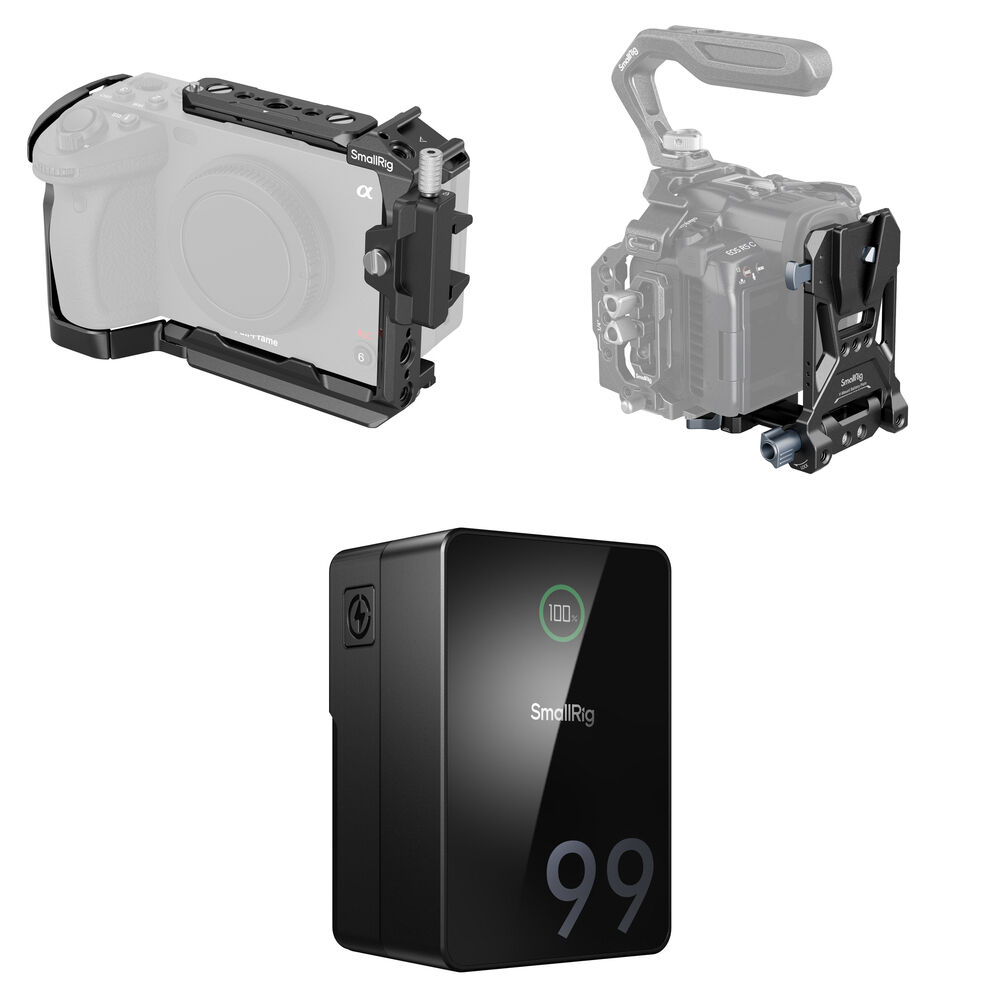 SmallRig Kit de Jaula para Cámara 4183B con Placa de Batería V-Lock y Batería VB99 para