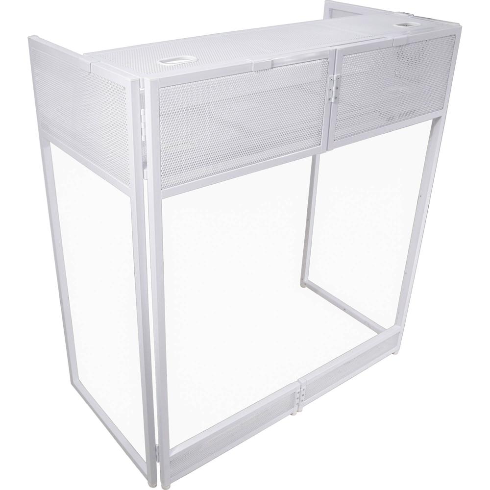 ProX Vista DJ Booth Facade Table Station con Scrim Blanco - Superficie de Trabajo 39.5 x 1