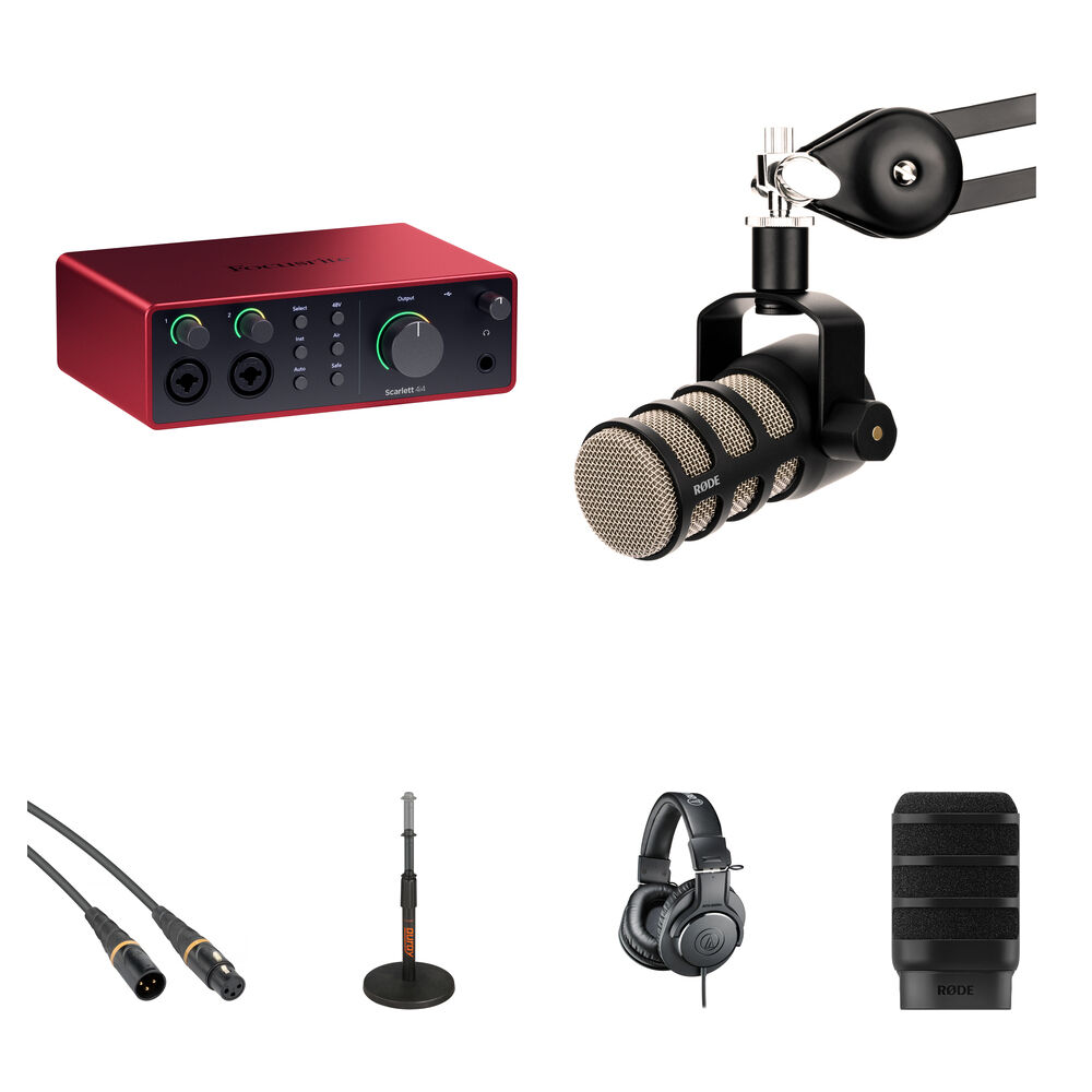 Focusrite Scarlett 4i4 Audio/MIDI Interface USB-C 4ta Generación con Micrófono y Accesor