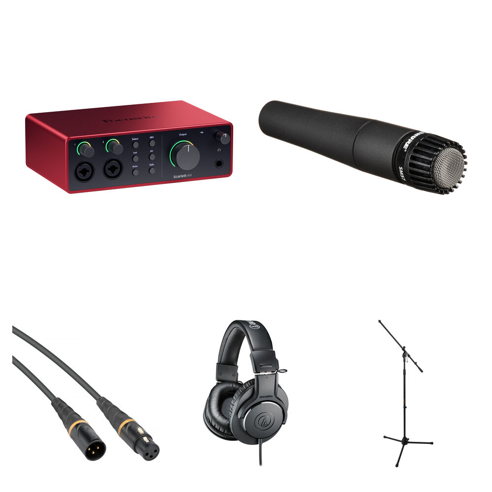 Focusrite Scarlett 4i4 4th Generation Interfaz de Audio/MIDI con Micrófono Shure SM57-LC