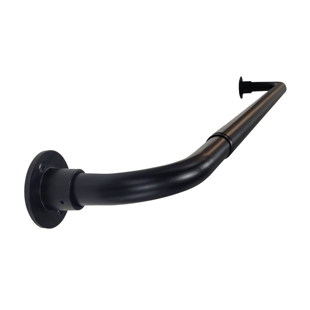 Set Cortina Extensible Curvo 22/25mm 120-210cm Negro Metalhsa