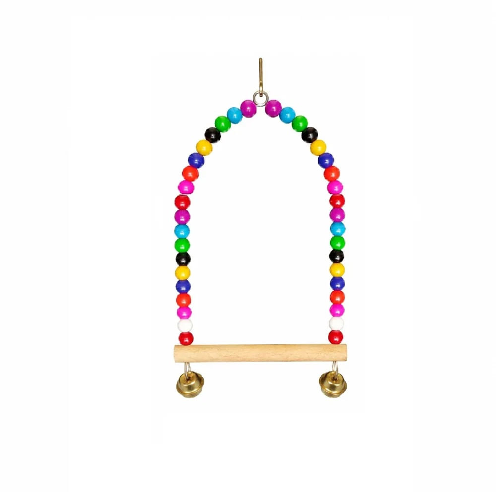 Juguete Columpio Interactivo Para Aves Con Cuencas De Colores Y Cascabel