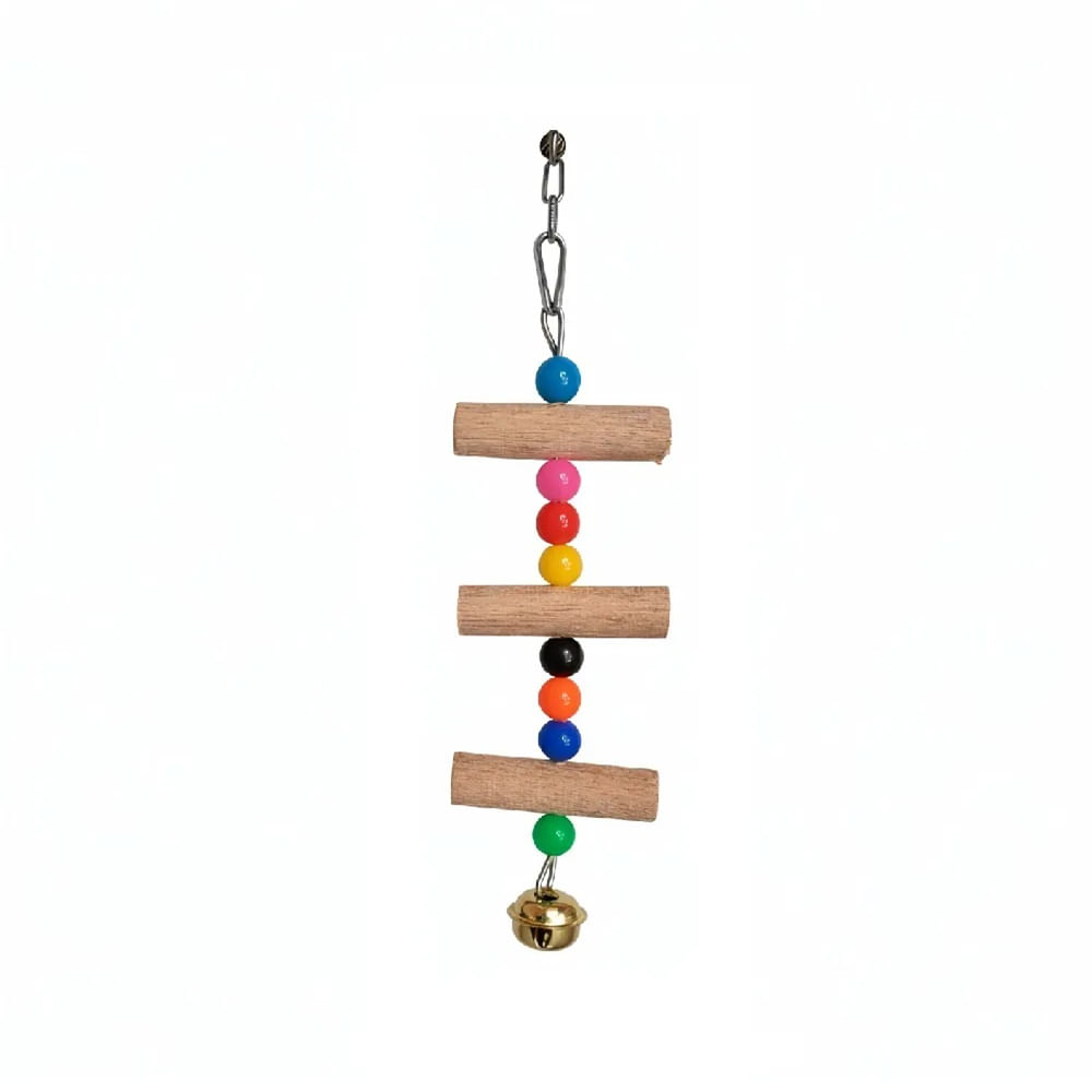 Juguete Escalera Colgante Para Aves Con Cuencas De Colores Y Cascabel