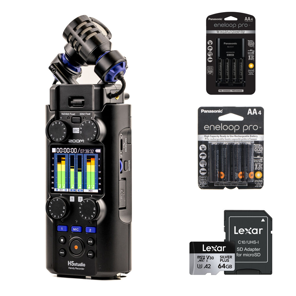 Zoom H5studio Grabadora Portátil 4-Track con Grabación 32-Bit Float y Kit Esencial