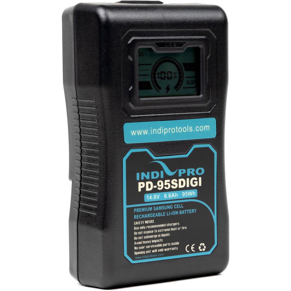 IndiPRO Tools Batería V-Mount Li-ion Compacta 95Wh 14.8V 6.6Ah con Pantalla LCD