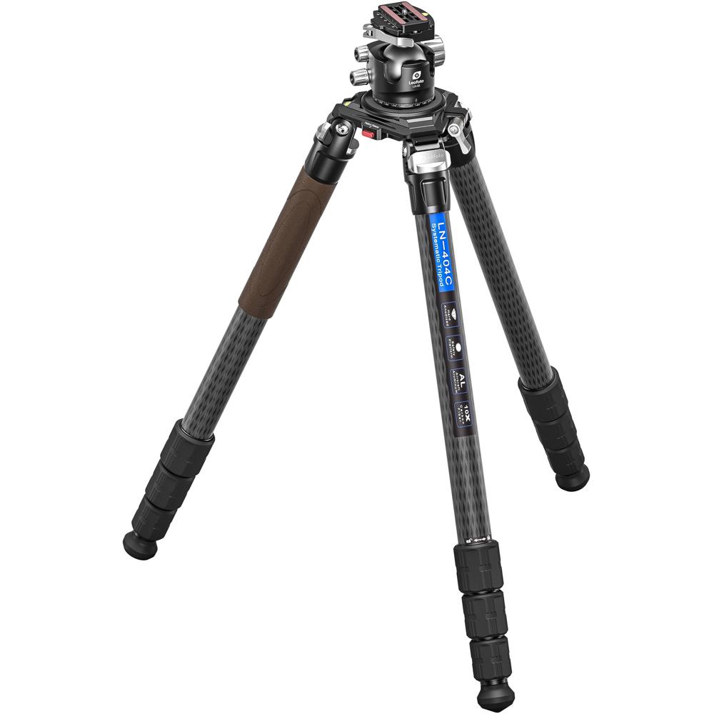 Leofoto LN-404C Trípode de Carbono Pesado con Cabezal de Bola LH-55LR, Capacidad de Carga