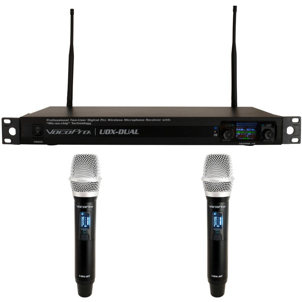 VocoPro UDX-Dual Sistema de Micrófono Inalámbrico Digital con 2 Micrófonos de Mano (900