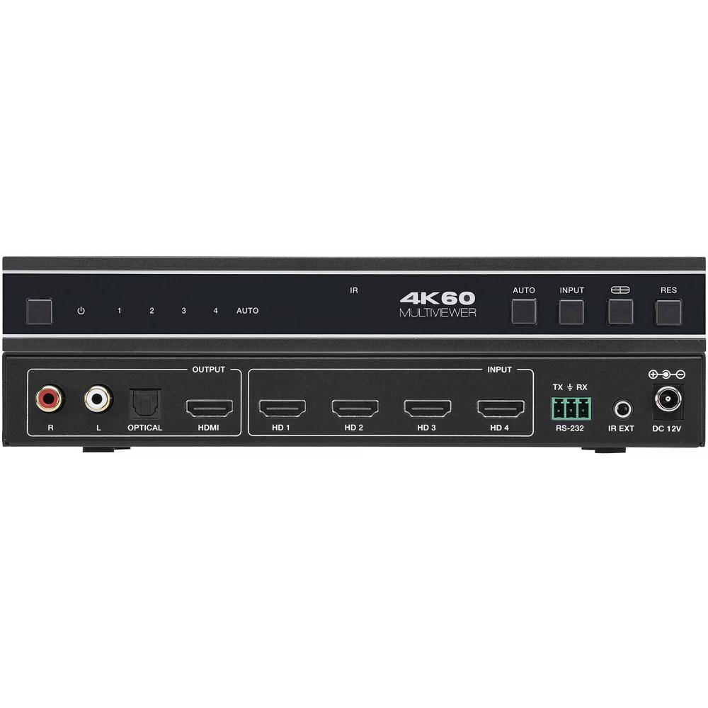 KanexPro Switcher HDMI Multiview 4x1 4K60 con Extracción de Audio, 8 Modos de Visualizaci