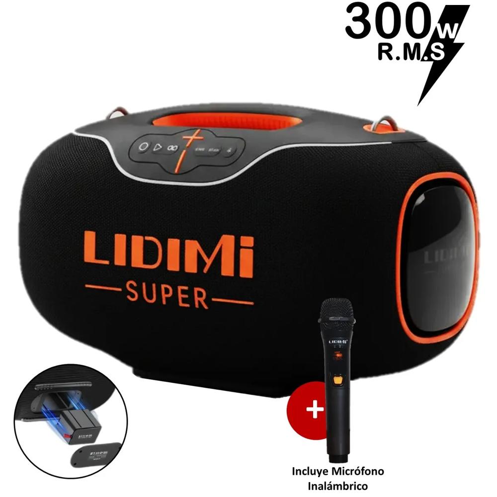 PARLANTE PORTÁTIL LIDIMI SUPER 300W D-S680 BLUETOOTH USB - MICRÓFONO