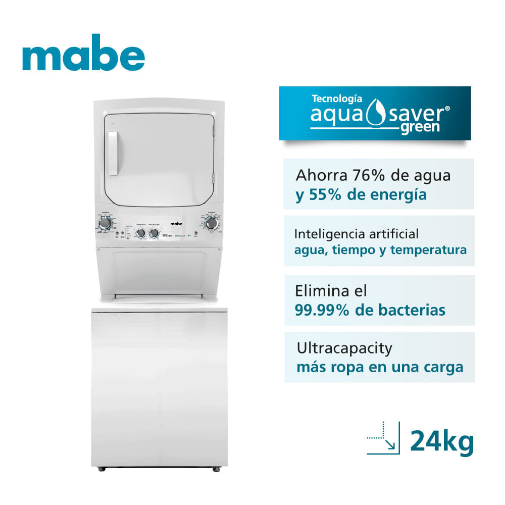 Centro de Lavado Mabe Modelo MCLP2440PSBB0 Blanco de Acero