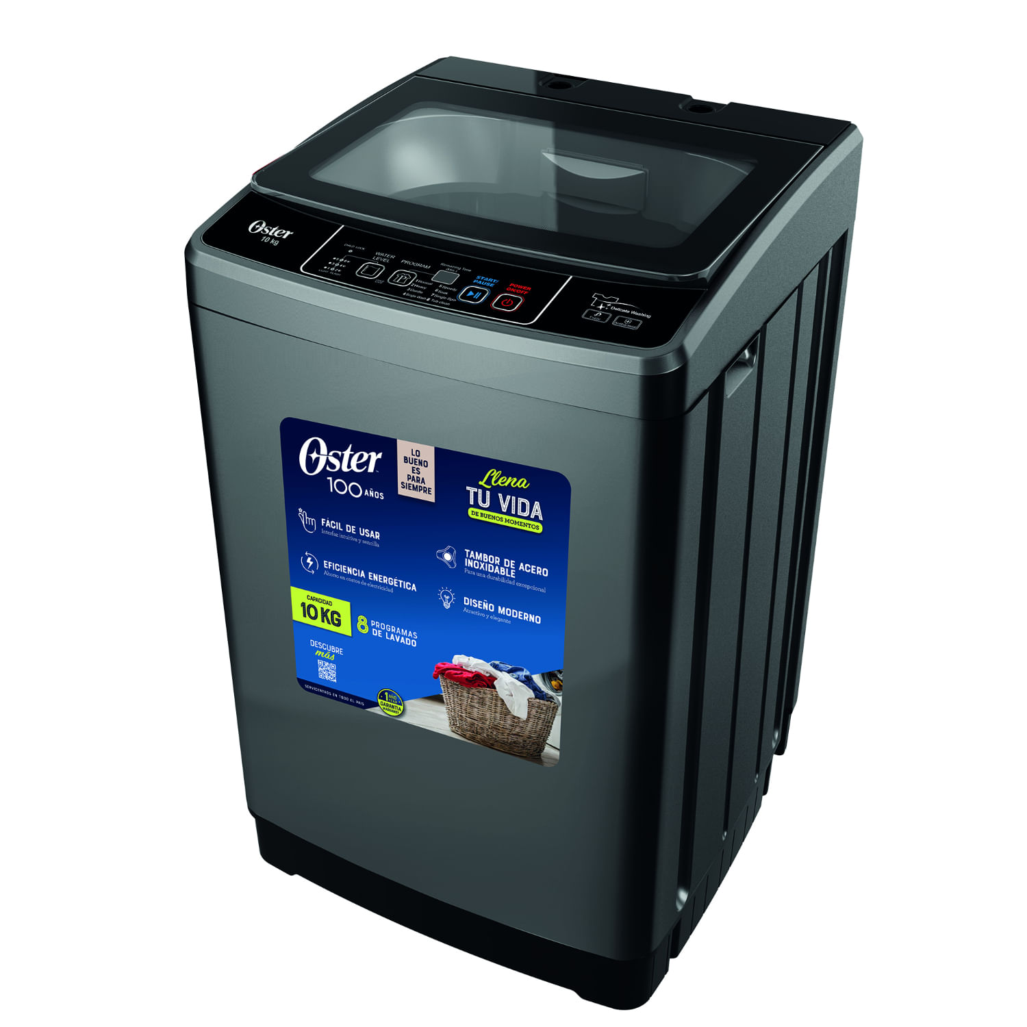 Lavadora Oster PWSW0010S 10kg Silver
