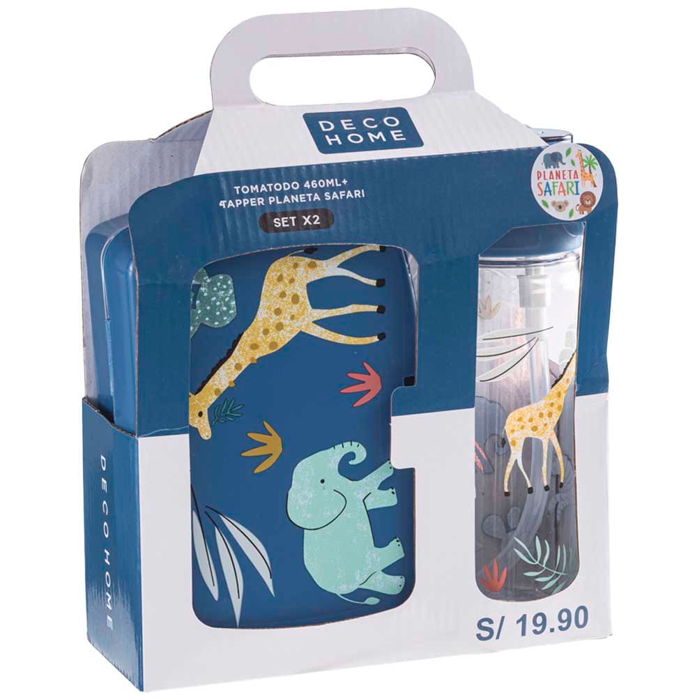 Set Tomatodo 460ml + Táper DECO HOME Planeta Safari