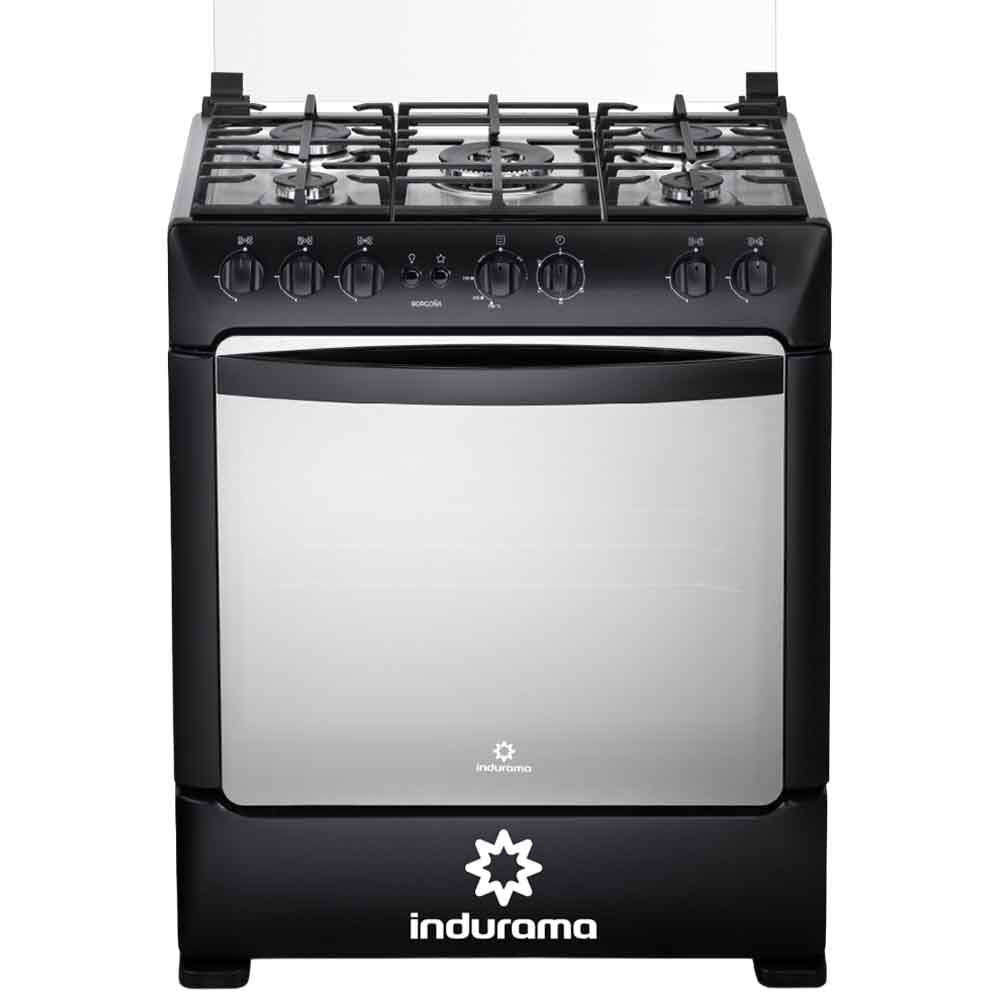 Cocina de Pie a Gas INDURAMA 5 Quemadores Borgoña Negro