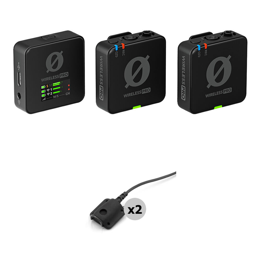 RODE Wireless PRO Sistema de Micrófono Inalámbrico para 2 Personas con Grabador y Lav Co