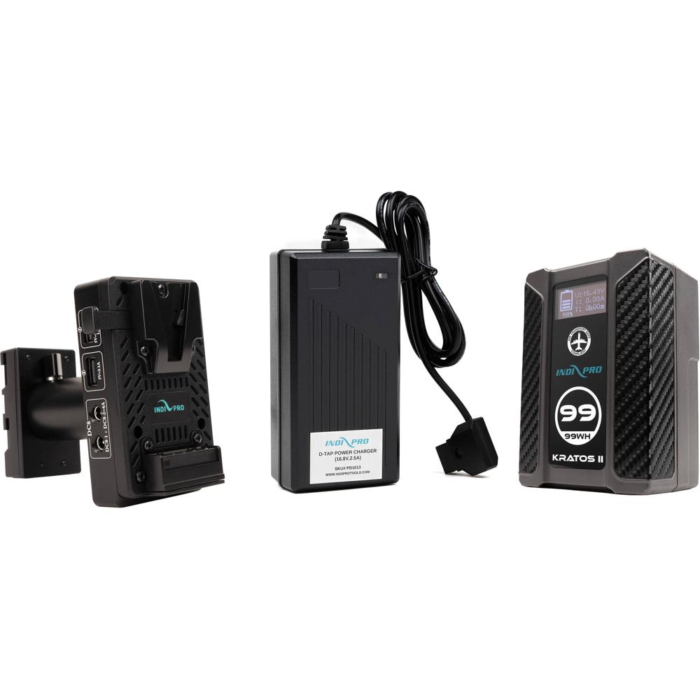 IndiPRO Tools Adaptador V-Mount a BP-U con Batería Kratos 99Wh y Cargador D-Tap