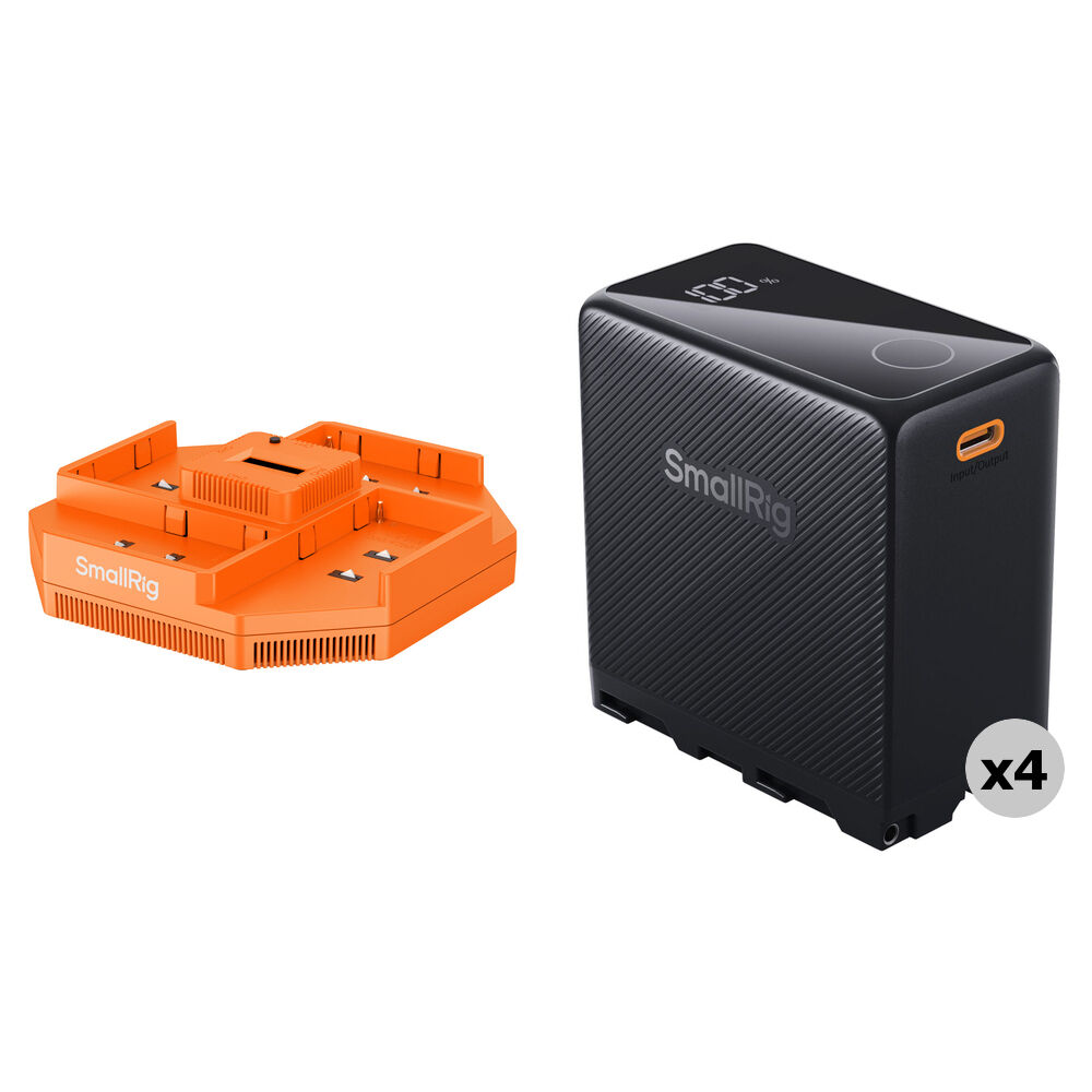 SmallRig Kit de Baterías NP-F970 USB-C Recargables con Cargador Cuádruple 10,500mAh