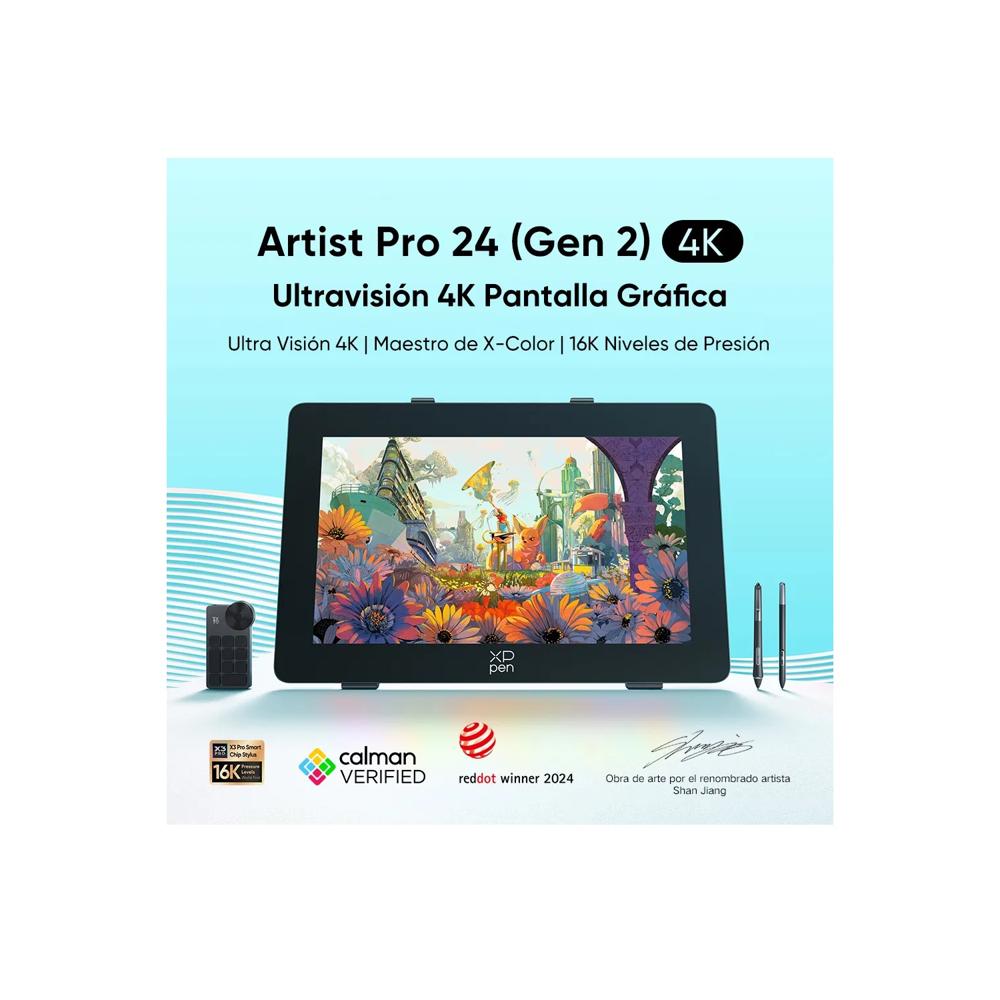 Pantalla interactiva XP-PEN Artist Pro 24 Gen2 24 4K Precision 16K 2 x Lapis X3 Pro Negro