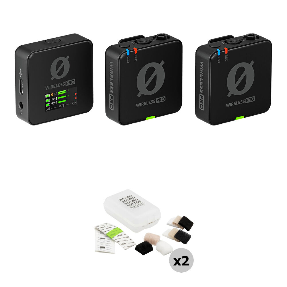 RODE Wireless PRO Sistema de Micrófono Inalámbrico para 2 Personas con Grabador y Kit de