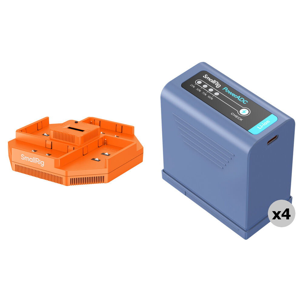 SmallRig Kit de 4 Baterías NP-F970 con Cargador Cuádruple 10,500mAh