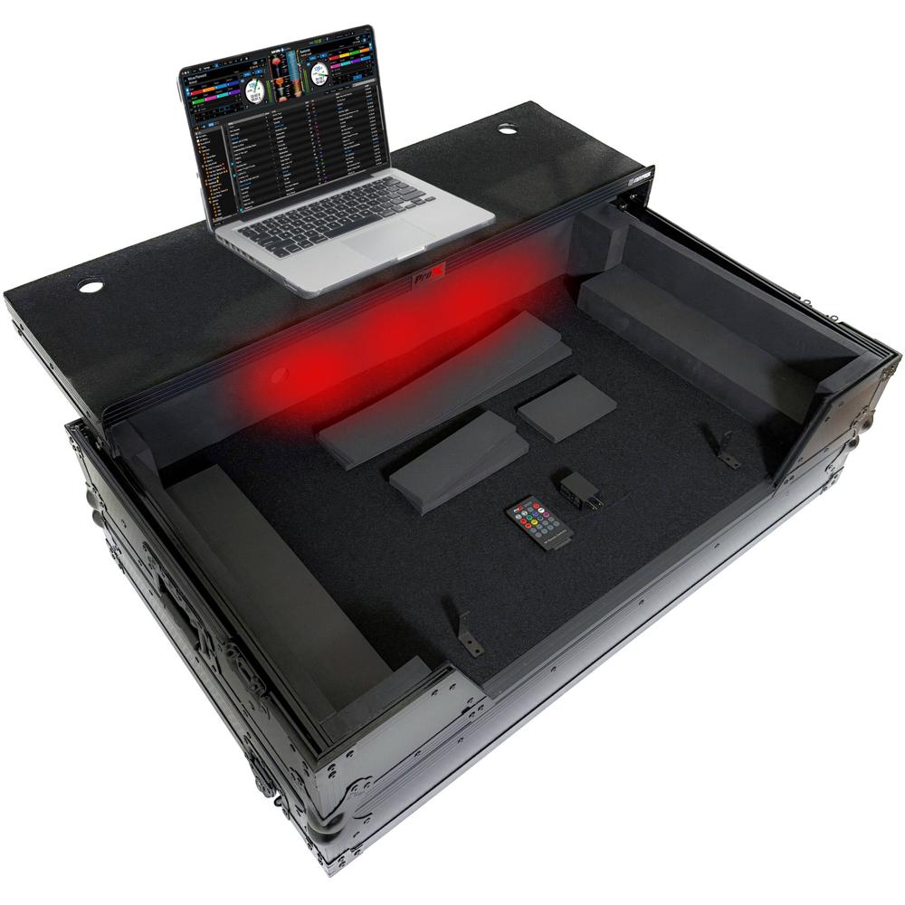 ProX Flight Case para AlphaTheta XDJ-AZ con Estante para Laptop, 1 RU de Rack y Ruedas, Co