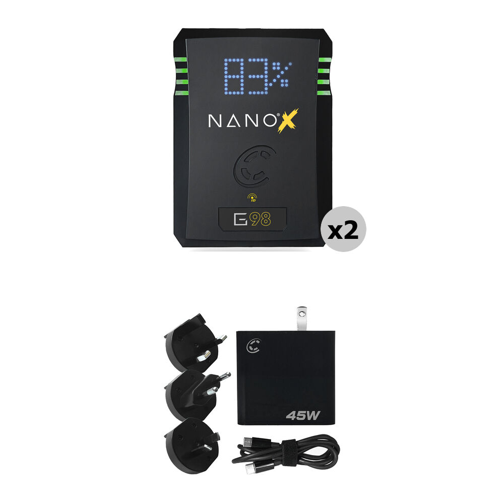 Core SWX NANOX G98 Kit de 2 Baterías Gold Mount + Cargador Rápido 45W