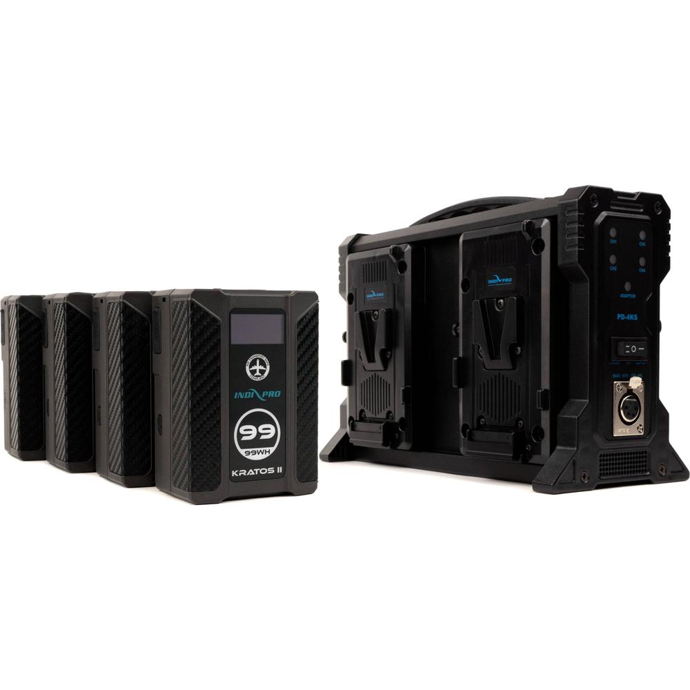 IndiPRO Tools Kit Kratos II con 4 Baterías V-Mount 99Wh y Cargador Cuádruple