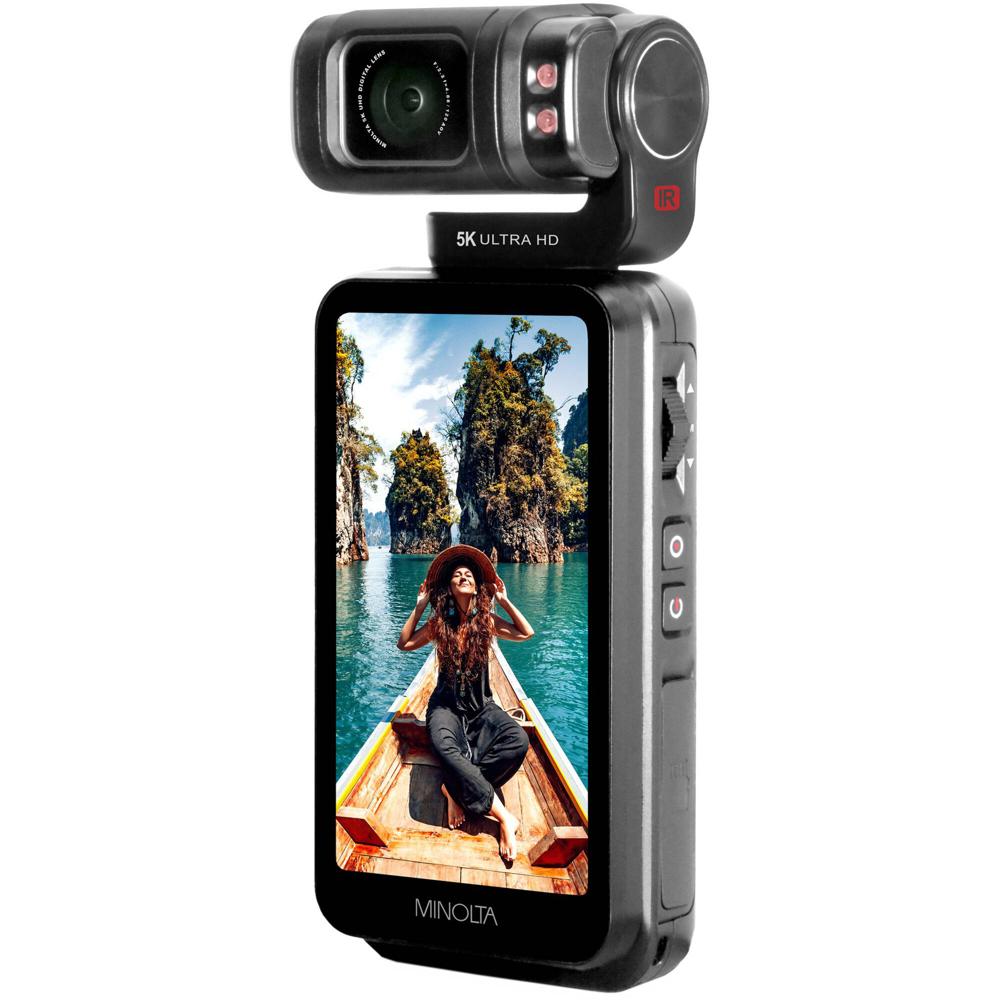 Minolta MN5KGP1 Camcorder Portátil UHD 5K con Cabezal de Lente Inclinable Motorizado, Sen