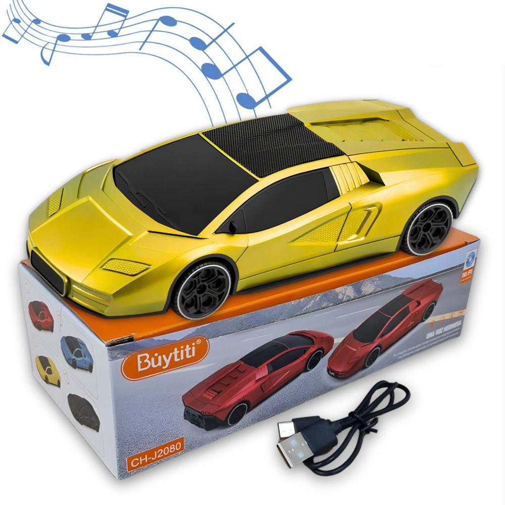 Parlante Portátil Auto Deportivo Bluetooth Recargable Amarillo
