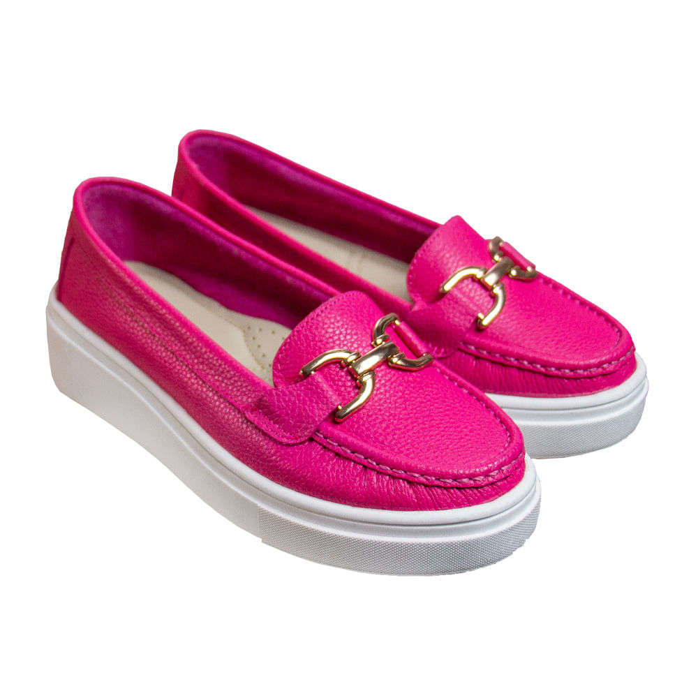 Mocasin Plataforma Mujer Corelli Gianella Cuero Fucsia Talla 37