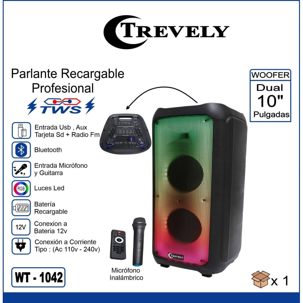 Parlante Dual 10 TREVELY WT-1042 - Karaoke - 300W