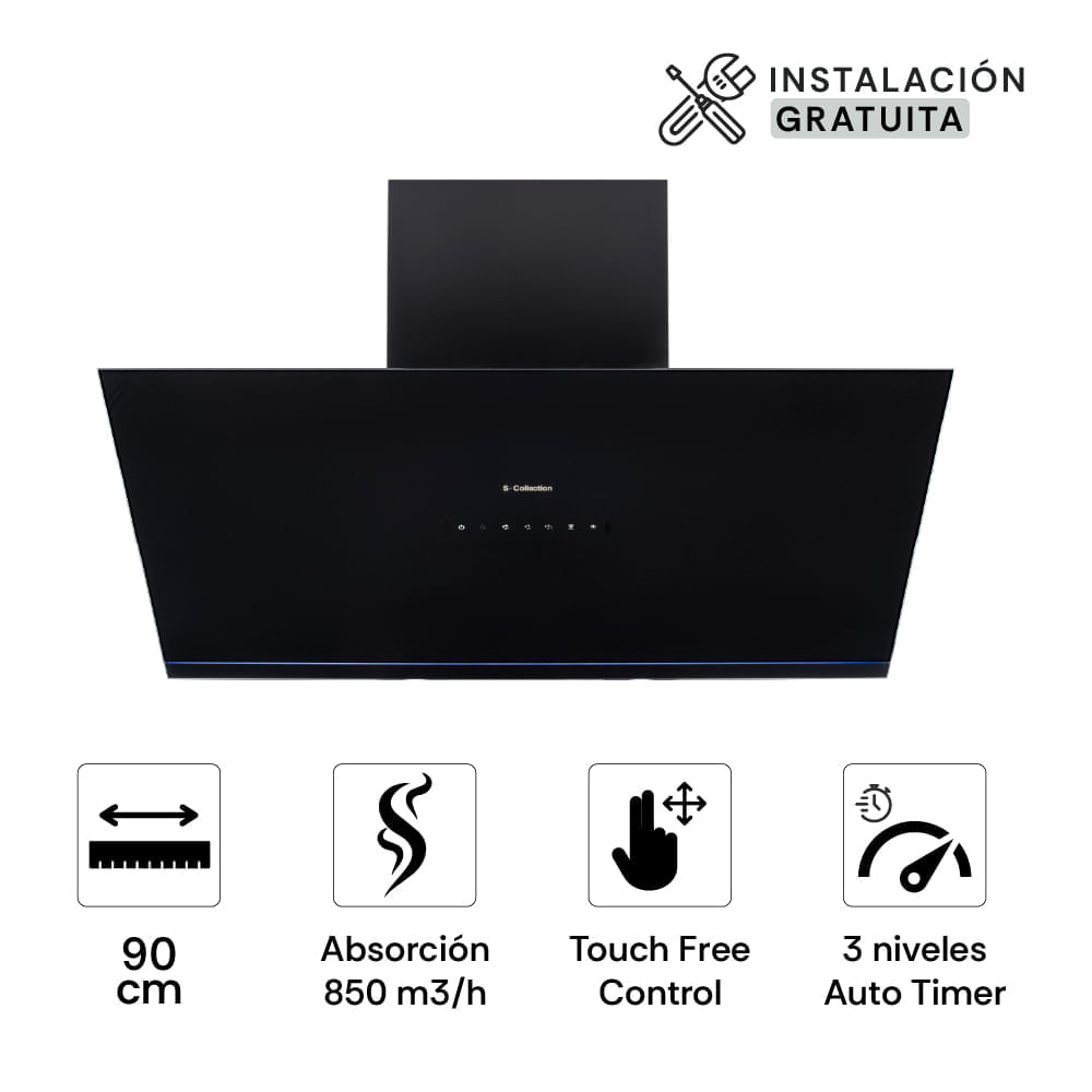 Campana Extractora Decorativa 90cm S-Collection PureBlack