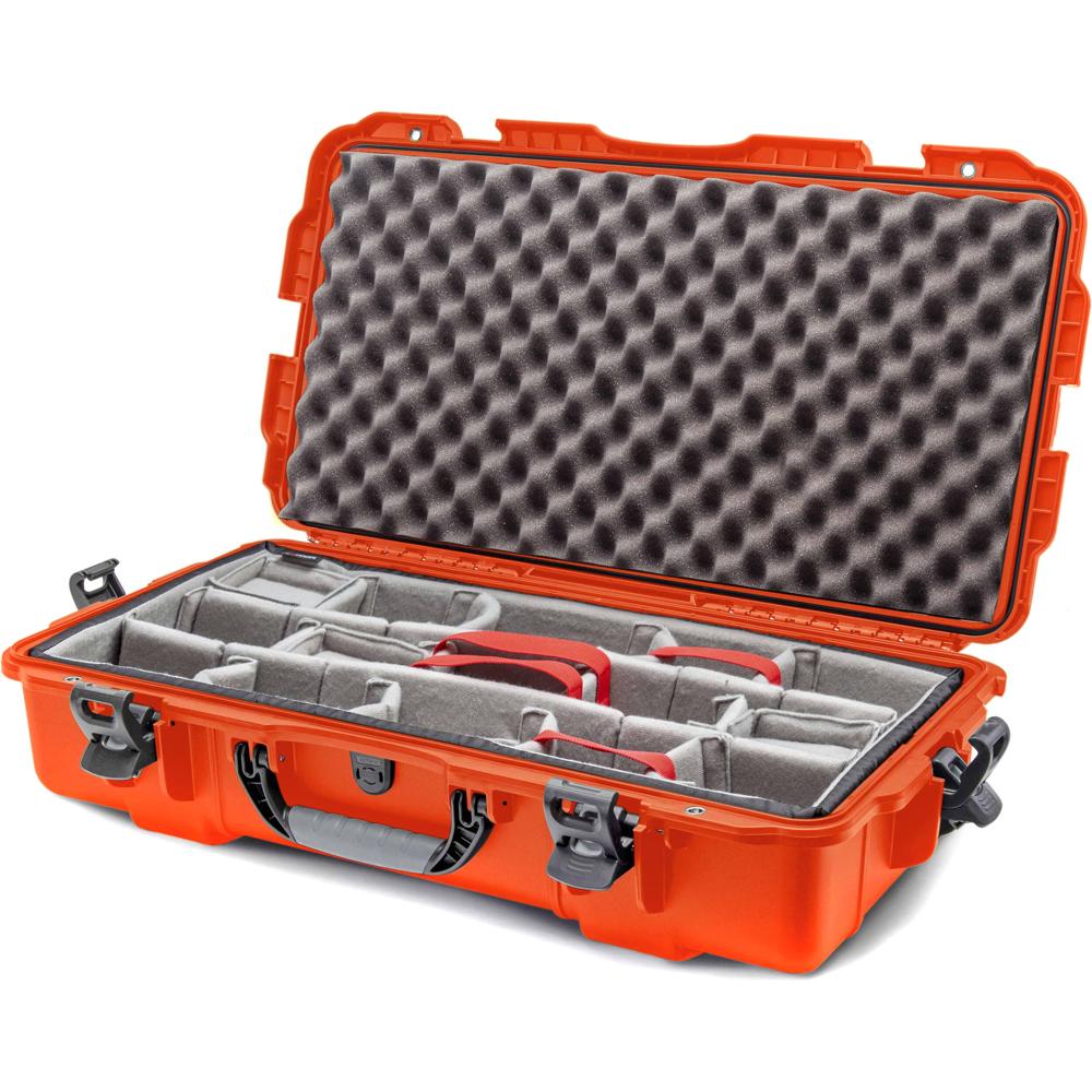 Nanuk 980 Hard Case Naranja 36L con Inserto de Divisores Acolchados, Resistente al Agua IP