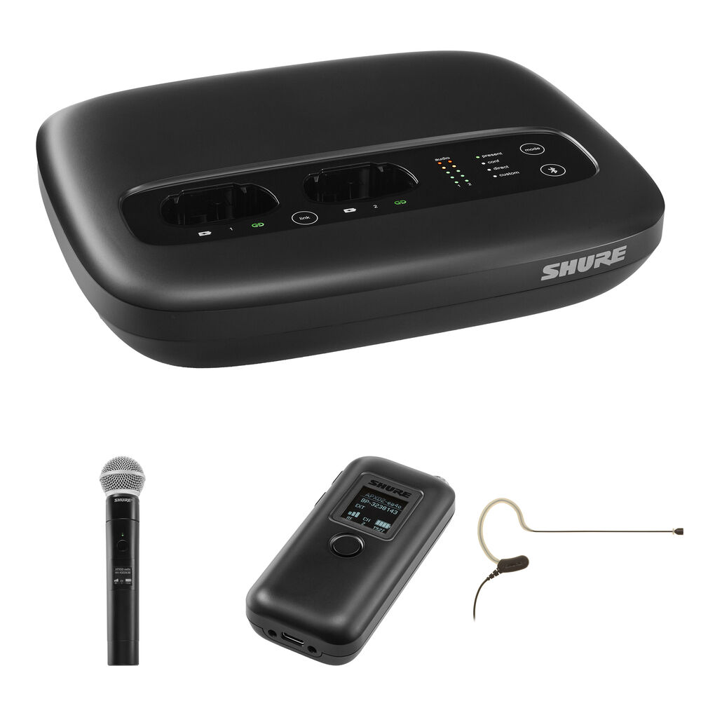 Shure MXW neXt 2 Sistema Inalámbrico para Aulas con Micrófonos de Mano y de Diadema (1.9